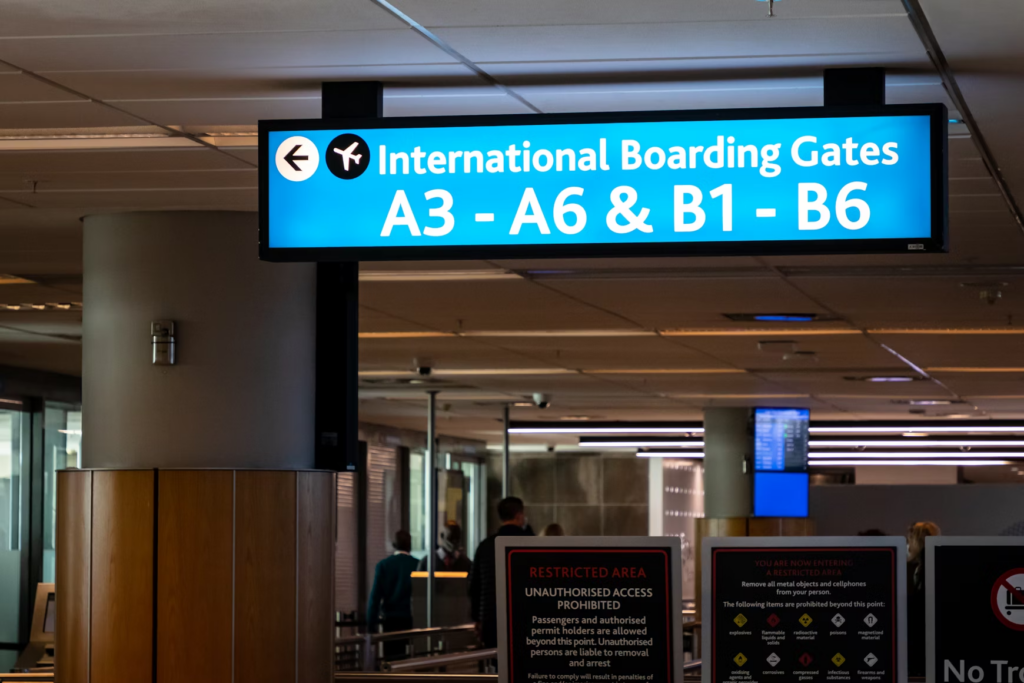 International Boarding Gate Sign