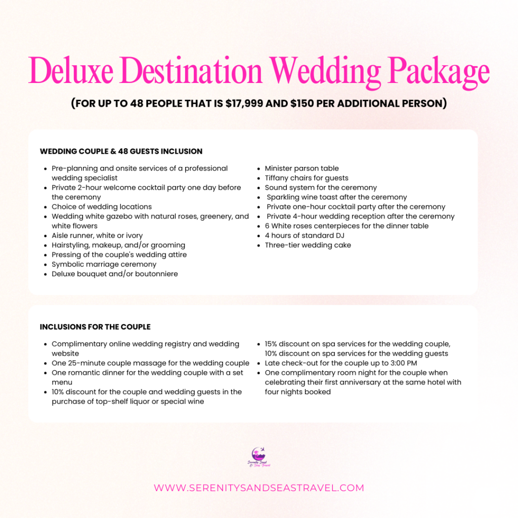 Deluxe Destination Wedding Package up to 48 Guests