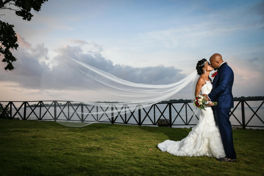 Black Couple in a Beach Wedding