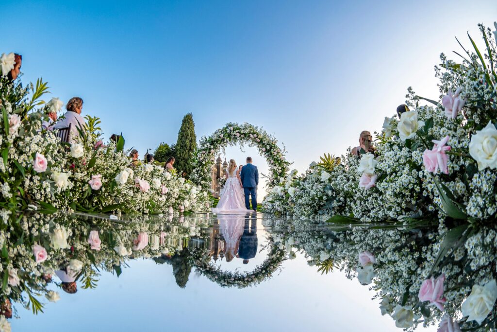 Wedding with a Mirror Walkway