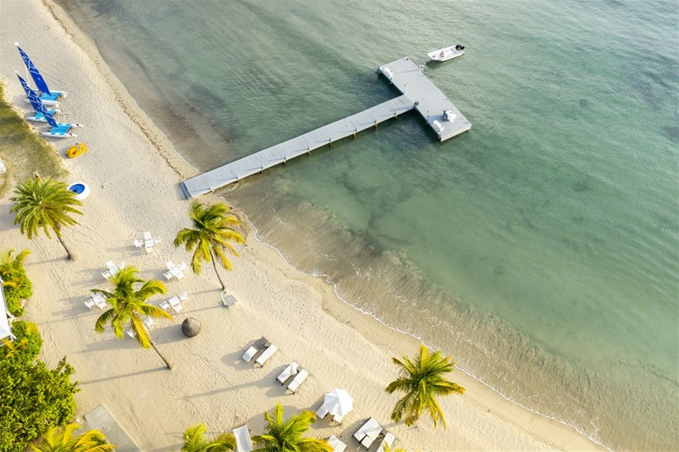 Aerial shot of Carlisle Bay