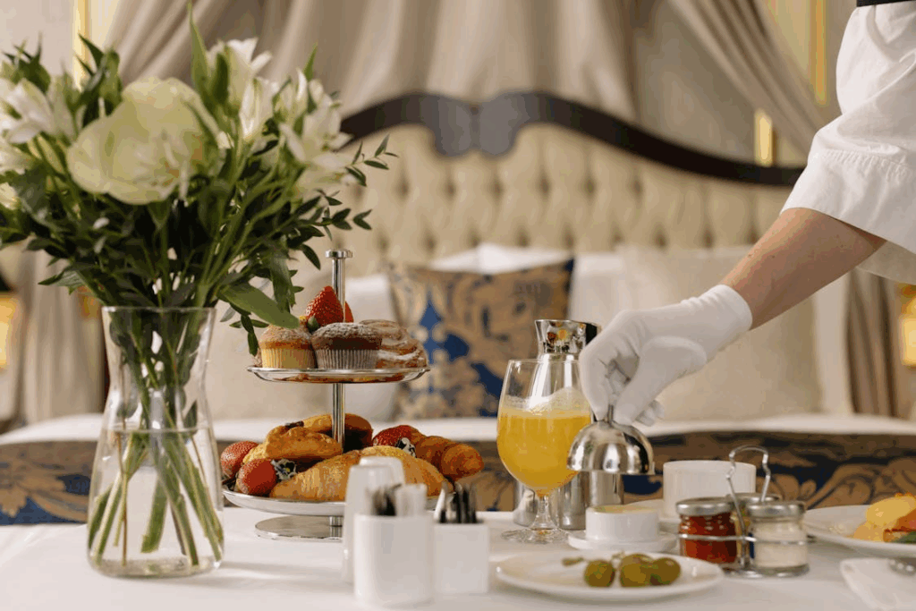 Person Checking Order From Hotel Room Service