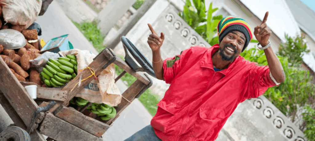 Local islander with fruit stand