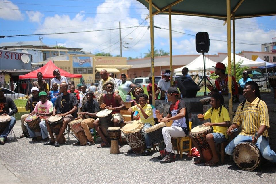 drumming at the St. John's public market